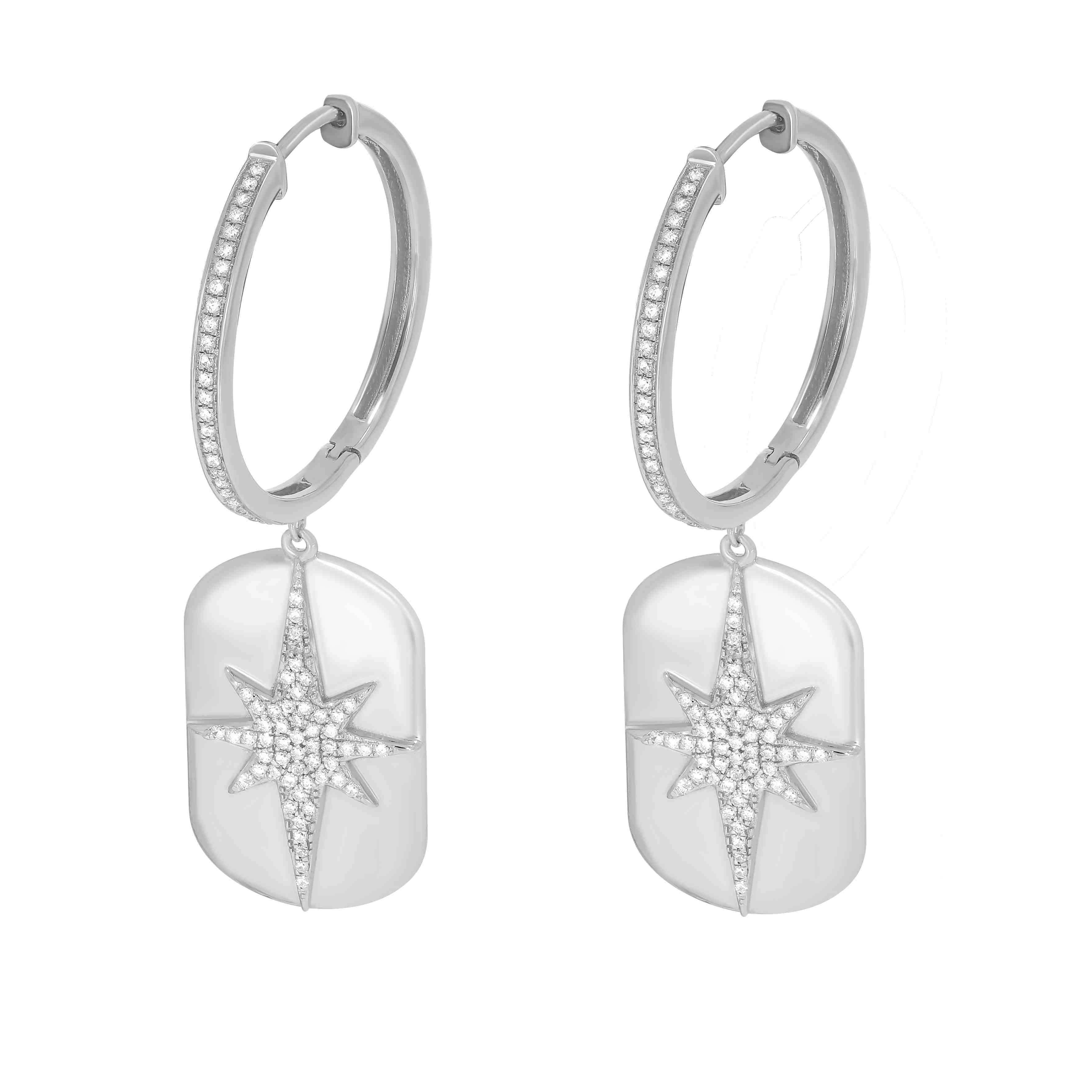 Huggie Hoop Compass  Dog Tag Natical Collection Earring ER21493A20MM